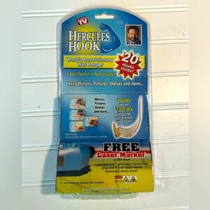 Hercules Hooks 20 Pack Holds up to 150 lbs No Tools No Studs W/Free Laser Marker
